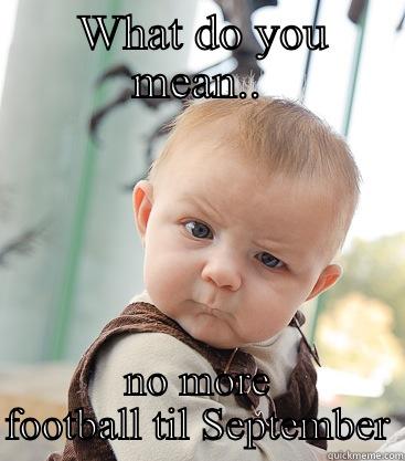Are you ready for some football . -  WHAT DO YOU MEAN.. NO MORE FOOTBALL TIL SEPTEMBER skeptical baby