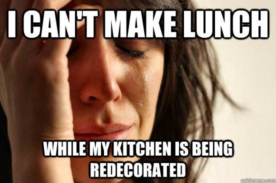 I can't make lunch while my kitchen is being redecorated  First World Problems