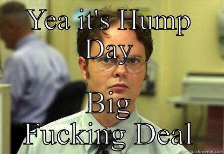 Oh lord it's that day again  - YEA IT'S HUMP DAY BIG FUCKING DEAL Schrute