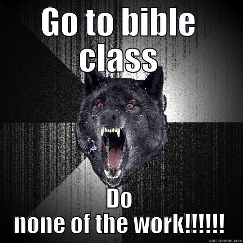 GO TO BIBLE CLASS DO NONE OF THE WORK!!!!!! Insanity Wolf