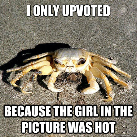 I only upvoted Because the girl in the picture was hot - I only upvoted Because the girl in the picture was hot  Confession Crab