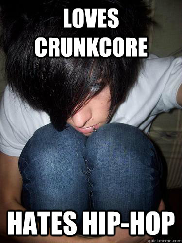 Loves crunkcore hates hip-hop  