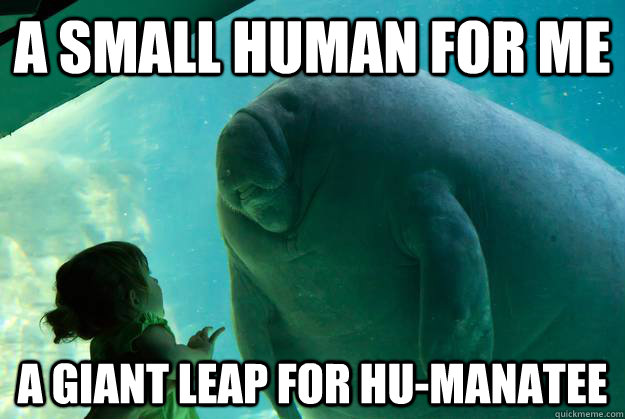 A small human for me a giant leap for hu-manatee   Overlord Manatee