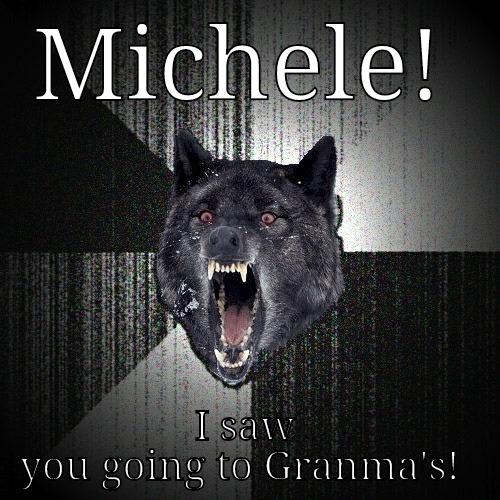 MICHELE! I SAW YOU GOING TO GRANMA'S!  Insanity Wolf