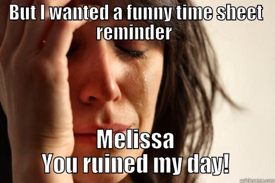 BUT I WANTED A FUNNY TIME SHEET REMINDER  MELISSA YOU RUINED MY DAY! First World Problems