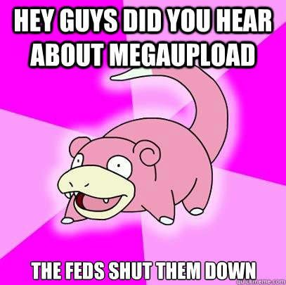 Hey guys did you hear about Megaupload The Feds shut them down  Slowpoke