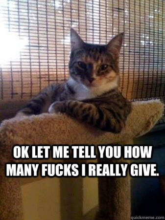  Ok let me tell you how many fucks i really give.  The Most Interesting Cat in the World