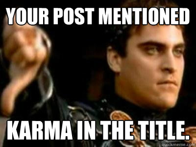 YOUR POST MENTIONED KARMA IN THE TITLE.  Downvoting Roman