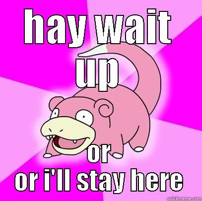 HAY WAIT UP OR OR I'LL STAY HERE Slowpoke