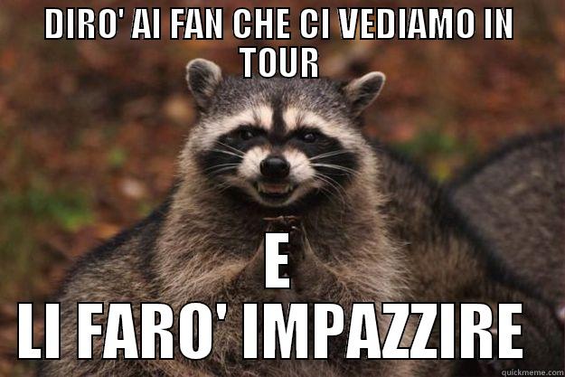 DIRO' AI FAN CHE CI VEDIAMO IN TOUR E LI FARO' IMPAZZIRE  Evil Plotting Raccoon
