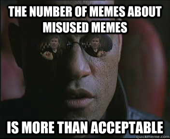 the number of memes about misused memes is more than acceptable  brink what if i told you