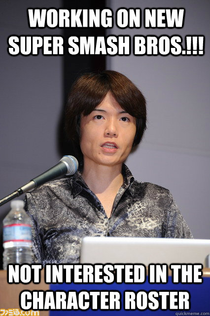 WORKING ON NEW SUPER SMASH BROS.!!! NOT INTERESTED IN THE CHARACTER ROSTER  Masahiro sakurai
