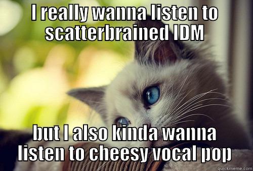I REALLY WANNA LISTEN TO SCATTERBRAINED IDM BUT I ALSO KINDA WANNA LISTEN TO CHEESY VOCAL POP First World Cat Problems