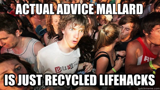 actual advice mallard is just recycled lifehacks   Sudden Clarity Clarence