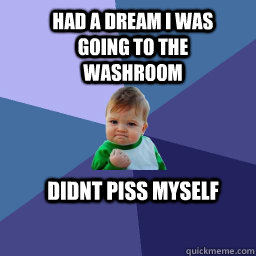 Had a dream I was going to the washroom Didnt piss myself   Sucess Kid