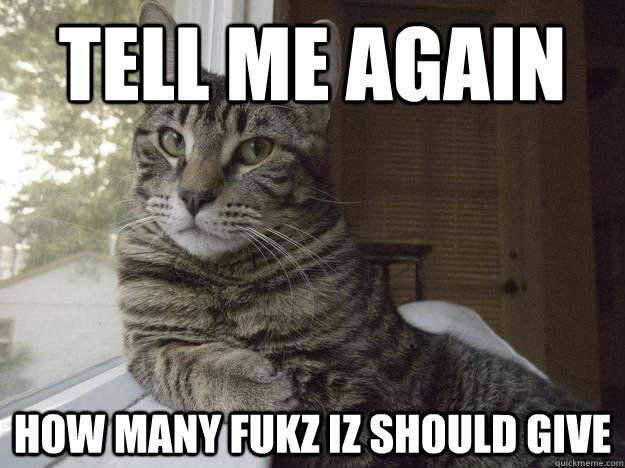 TELL ME AGAIN HOW MANY FUKZ IZ SHOULD GIVE  