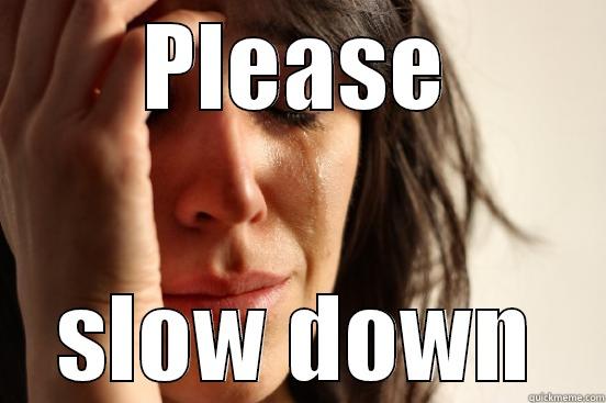 PLEASE SLOW DOWN First World Problems