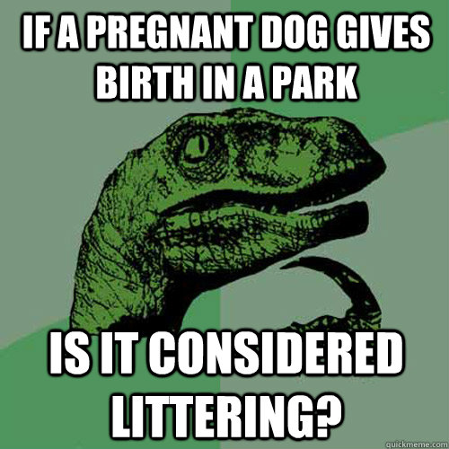 If a pregnant dog gives birth in a park Is it considered littering?   Philosoraptor