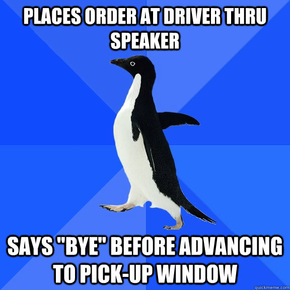Places order at driver thru speaker says 