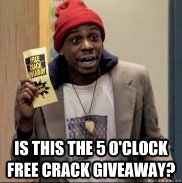  is this the 5 o'clock free crack giveaway?  