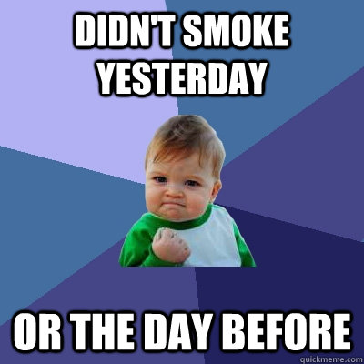 Didn't smoke yesterday Or the day before  Success Kid