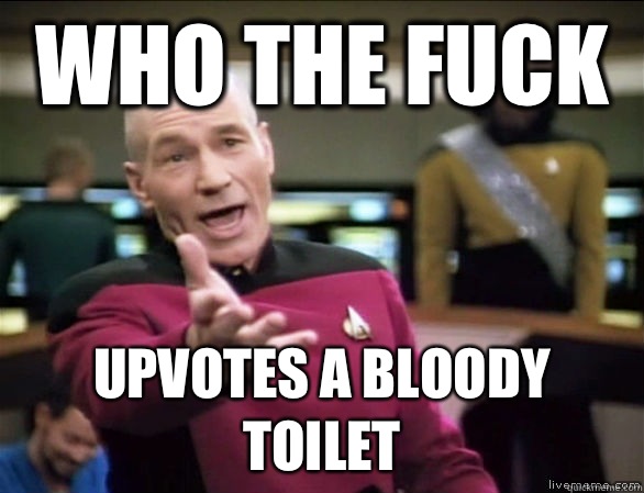 who the fuck Upvotes a bloody toilet  Annoyed Picard HD