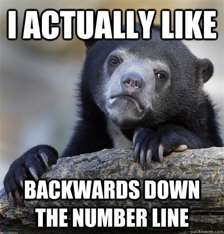 I actually like Backwards Down the Number Line  Confession Bear