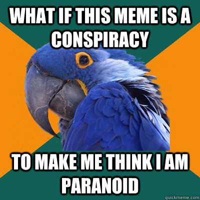 What if this meme is a conspiracy To make me think I am paranoid  Paranoid Parrot