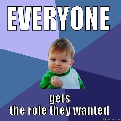 league meme - EVERYONE GETS THE ROLE THEY WANTED Success Kid