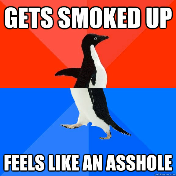 gets smoked up feels like an asshole  Socially Awesome Awkward Penguin