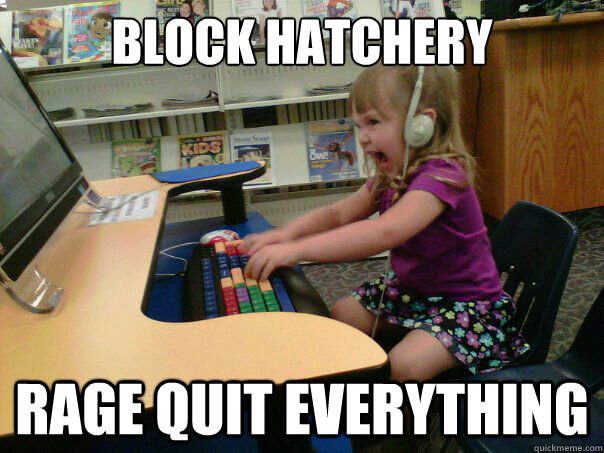 BLOCK HATCHERY RAGE QUIT EVERYTHING  Angry computer girl