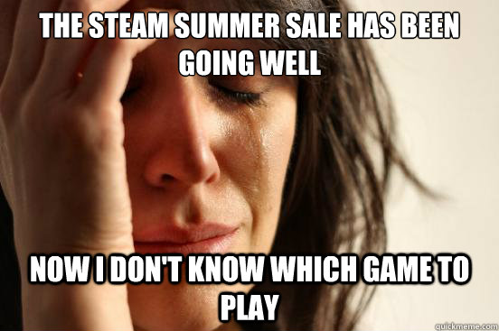 The Steam summer sale has been going well now i don't know which game to play  First World Problems
