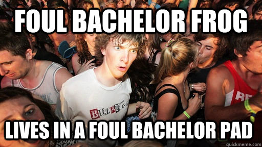 Foul Bachelor Frog lives in a foul bachelor pad   Sudden Clarity Clarence