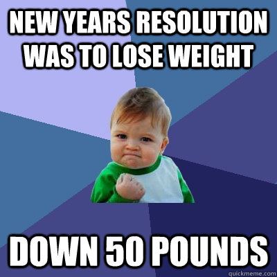 New Years Resolution was to lose weight Down 50 pounds  Success Kid
