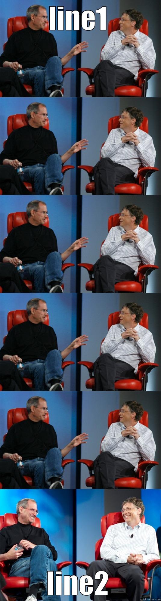 billy test meme here - LINE1 LINE2 Steve Jobs vs Bill Gates
