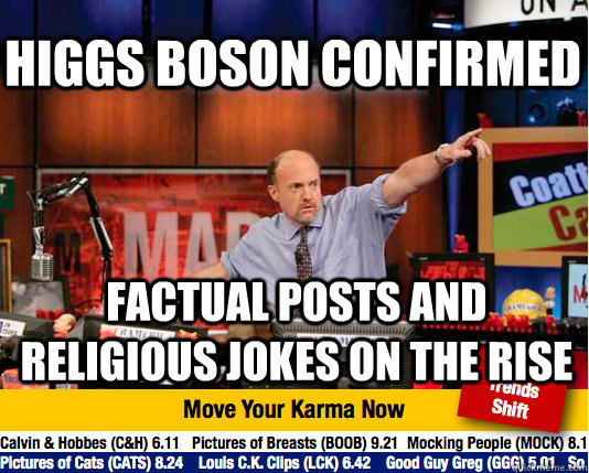 Higgs Boson Confirmed Factual posts and religious jokes on the rise  Mad Karma with Jim Cramer