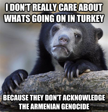 I don't really care about whats going on in Turkey Because they don't acknowledge the Armenian Genocide - I don't really care about whats going on in Turkey Because they don't acknowledge the Armenian Genocide  Confession Bear