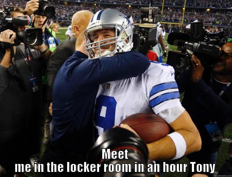 Tony Romo postgame smile -  MEET ME IN THE LOCKER ROOM IN AN HOUR TONY Misc