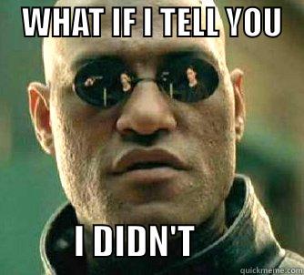    WHAT IF I TELL YOU                                                                                                                                  I DIDN'T               Matrix Morpheus