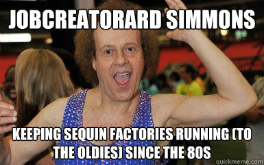 jobcreatorard simmons keeping sequin factories running (to the oldies) since the 80s  Richard simmons sequins