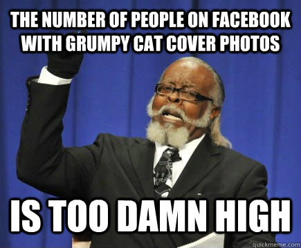The number of people on facebook with grumpy cat cover photos is too damn high  Too Damn High