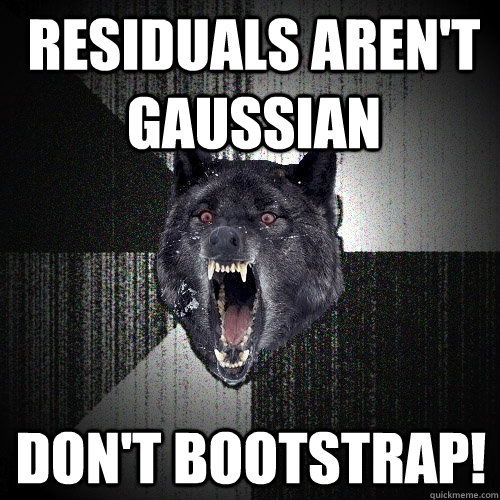 Residuals aren't Gaussian Don't Bootstrap!  Insanity Wolf