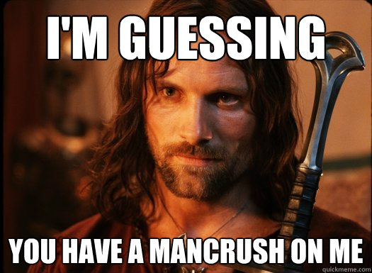 i'm guessing you have a mancrush on me  Aragorn