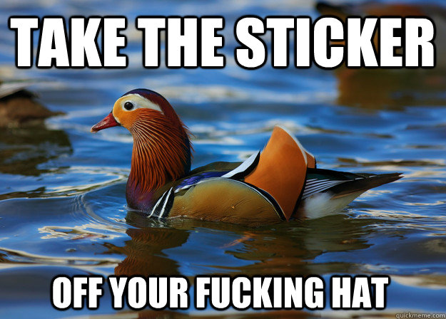 Take the sticker Off your fucking hat - Take the sticker Off your fucking hat  Fashion Advice Mallard