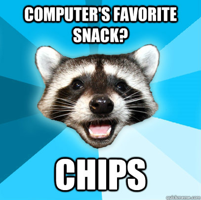 COMPUTER'S FAVORITE SNACK? CHIPS  Lame Pun Coon