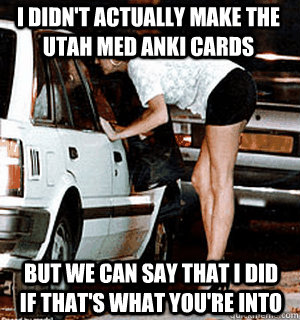 I didn't actually make the Utah Med Anki cards But we can say that I did if that's what you're into  Karma Whore