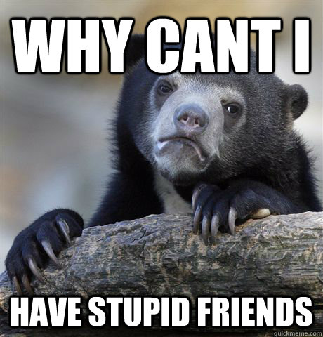 Why cant I have stupid friends  Confession Bear