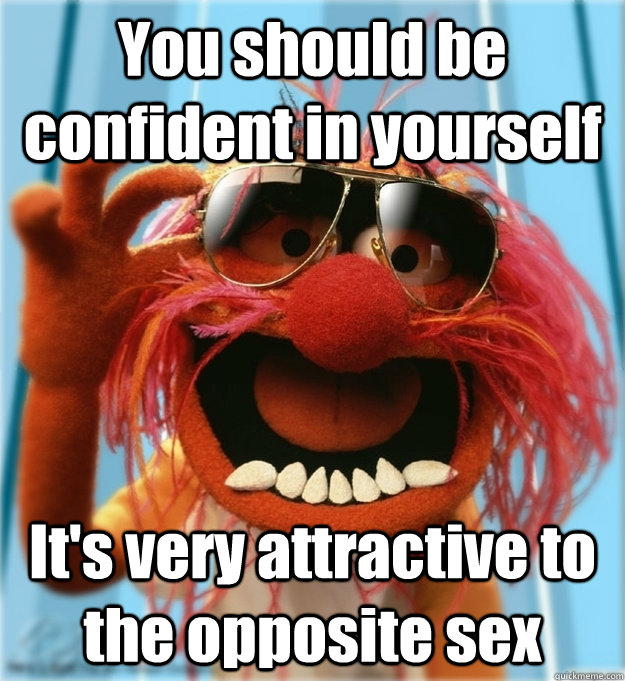 You should be confident in yourself It's very attractive to the opposite sex  Advice Animal