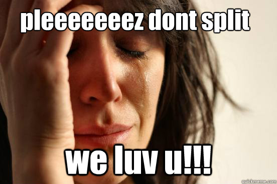 pleeeeeeez dont split we luv u!!!  First World Problems