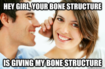 Hey girl, your bone structure is giving my bone structure - Hey girl, your bone structure is giving my bone structure  Bad Pick-up line Paul